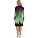 Aurora Borealis Northern Lights Long Sleeve Shirt Collar A-Line Dress View4