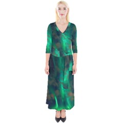 Northern Lights Plasma Sky Quarter Sleeve Wrap Maxi Dress by Ket1n9