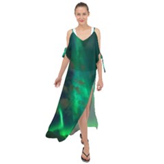 Northern Lights Plasma Sky Maxi Chiffon Cover Up Dress