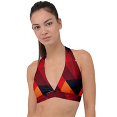 Abstract Triangle Wallpaper Halter Plunge Bikini Top