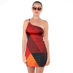 Abstract Triangle Wallpaper One Shoulder Ring Trim Bodycon Dress by Ket1n9