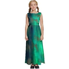 Northern Lights Plasma Sky Kids  Satin Sleeveless Maxi Dress