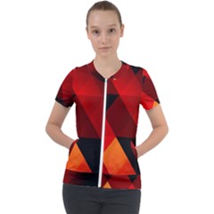 Abstract Triangle Wallpaper Short Sleeve Zip Up Jacket