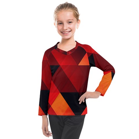 Abstract Triangle Wallpaper Kids  Long Mesh T-shirt by Ket1n9