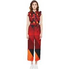 Abstract Triangle Wallpaper Women s Frill Top Chiffon Jumpsuit by Ket1n9