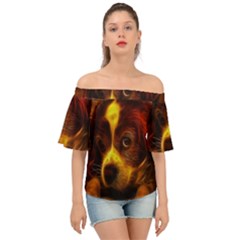 Cute 3d Dog Off Shoulder Short Sleeve Top by Ket1n9