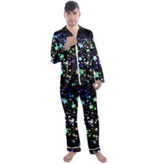 Christmas Star Gloss Lights Light Men s Long Sleeve Satin Pajamas Set by Ket1n9