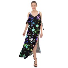 Christmas Star Gloss Lights Light Maxi Chiffon Cover Up Dress