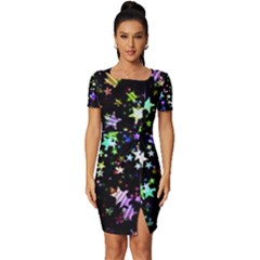Christmas Star Gloss Lights Light Fitted Knot Split End Bodycon Dress by Ket1n9