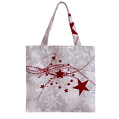 Christmas Star Snowflake Zipper Grocery Tote Bag by Ket1n9