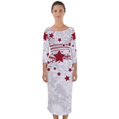 Christmas Star Snowflake Quarter Sleeve Midi Bodycon Dress by Ket1n9