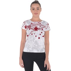 Christmas Star Snowflake Short Sleeve Sports Top  by Ket1n9