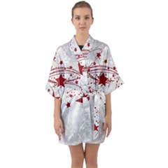 Christmas Star Snowflake Half Sleeve Satin Kimono  by Ket1n9