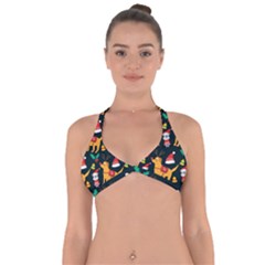 Funny Christmas Pattern Background Halter Neck Bikini Top by Ket1n9