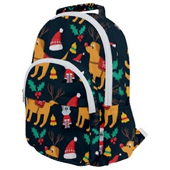 Funny Christmas Pattern Background Rounded Multi Pocket Backpack