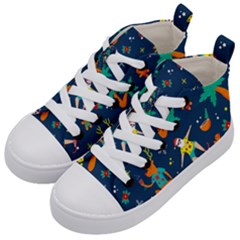 Colorful Funny Christmas Pattern Kids  Mid-top Canvas Sneakers by Ket1n9