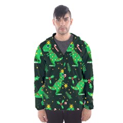 Christmas Funny Pattern Dinosaurs Men s Hooded Windbreaker by Ket1n9