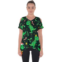 Christmas Funny Pattern Dinosaurs Cut Out Side Drop T-shirt by Ket1n9