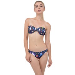 Colorful Funny Christmas Pattern Classic Bandeau Bikini Set