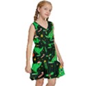 Christmas Funny Pattern Dinosaurs Kids  Sleeveless Tiered Mini Dress View3