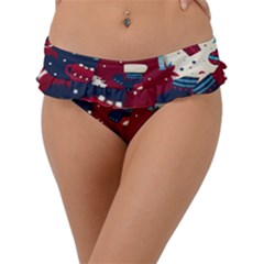 Flat Design Christmas Pattern Collection Art Frill Bikini Bottoms by Ket1n9