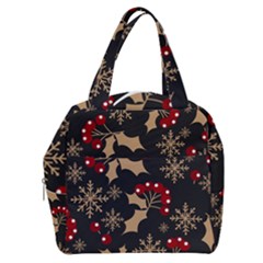 Christmas Pattern With Snowflakes Berries Boxy Hand Bag