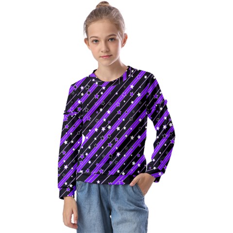 Christmas Paper Star Texture Kids  Long Sleeve T-shirt With Frill  by Ket1n9