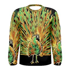 Unusual Peacock Drawn With Flame Lines Men s Long Sleeve T-shirt by Ket1n9