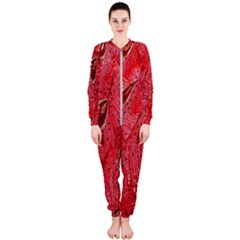 Red Peacock Floral Embroidered Long Qipao Traditional Chinese Cheongsam Mandarin OnePiece Jumpsuit (Ladies)