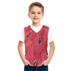 Red Peacock Floral Embroidered Long Qipao Traditional Chinese Cheongsam Mandarin Kids  Basketball Tank Top