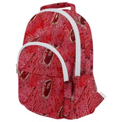 Red Peacock Floral Embroidered Long Qipao Traditional Chinese Cheongsam Mandarin Rounded Multi Pocket Backpack