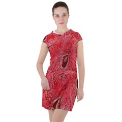 Red Peacock Floral Embroidered Long Qipao Traditional Chinese Cheongsam Mandarin Drawstring Hooded Dress