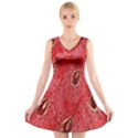 Red Peacock Floral Embroidered Long Qipao Traditional Chinese Cheongsam Mandarin V-Neck Sleeveless Dress View1