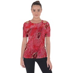 Red Peacock Floral Embroidered Long Qipao Traditional Chinese Cheongsam Mandarin Shoulder Cut Out Short Sleeve Top