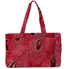 Red Peacock Floral Embroidered Long Qipao Traditional Chinese Cheongsam Mandarin Canvas Work Bag