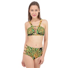 Unusual Peacock Drawn With Flame Lines Cage Up Bikini Set by Ket1n9