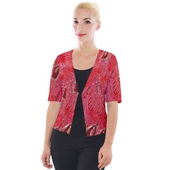 Red Peacock Floral Embroidered Long Qipao Traditional Chinese Cheongsam Mandarin Cropped Button Cardigan
