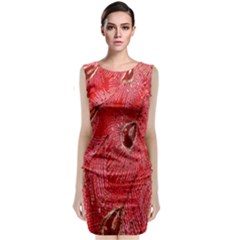 Red Peacock Floral Embroidered Long Qipao Traditional Chinese Cheongsam Mandarin Sleeveless Velvet Midi Dress by Ket1n9