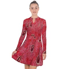 Red Peacock Floral Embroidered Long Qipao Traditional Chinese Cheongsam Mandarin Long Sleeve Panel Dress