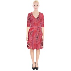 Red Peacock Floral Embroidered Long Qipao Traditional Chinese Cheongsam Mandarin Wrap Up Cocktail Dress