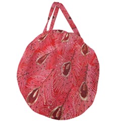 Red Peacock Floral Embroidered Long Qipao Traditional Chinese Cheongsam Mandarin Giant Round Zipper Tote