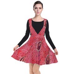 Red Peacock Floral Embroidered Long Qipao Traditional Chinese Cheongsam Mandarin Plunge Pinafore Dress