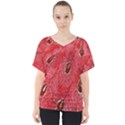 Red Peacock Floral Embroidered Long Qipao Traditional Chinese Cheongsam Mandarin V-Neck Dolman Drape Top View1