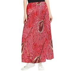 Red Peacock Floral Embroidered Long Qipao Traditional Chinese Cheongsam Mandarin Maxi Chiffon Skirt