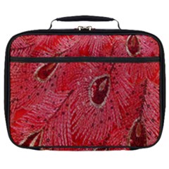 Red Peacock Floral Embroidered Long Qipao Traditional Chinese Cheongsam Mandarin Full Print Lunch Bag