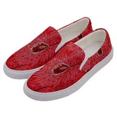 Red Peacock Floral Embroidered Long Qipao Traditional Chinese Cheongsam Mandarin Men s Canvas Slip Ons