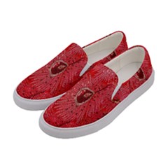 Red Peacock Floral Embroidered Long Qipao Traditional Chinese Cheongsam Mandarin Women s Canvas Slip Ons by Ket1n9