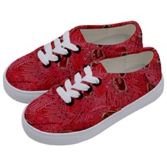 Red Peacock Floral Embroidered Long Qipao Traditional Chinese Cheongsam Mandarin Kids  Classic Low Top Sneakers