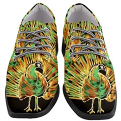Unusual Peacock Drawn With Flame Lines Women Heeled Oxford Shoes by Ket1n9