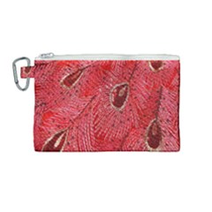 Red Peacock Floral Embroidered Long Qipao Traditional Chinese Cheongsam Mandarin Canvas Cosmetic Bag (Medium)
